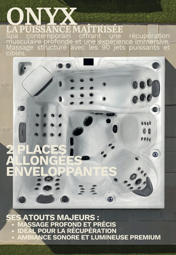 Spa Platinum Onyx — Jacuzzi 5 places, 90 jets, hydrothérapie, gamme Premium